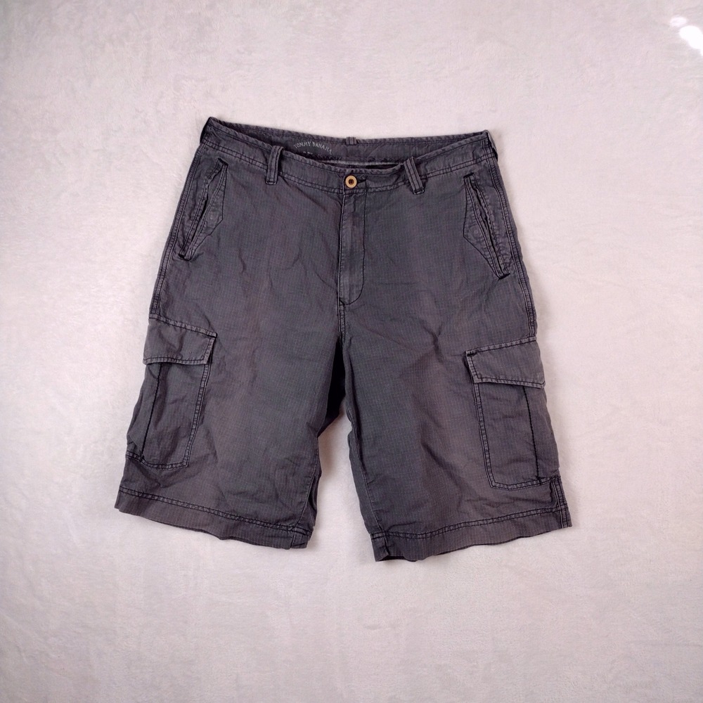 Tommy Bahama Relax Mens 34 Cargo Shorts Grey Linen Cotton Ripstop Casual Utility